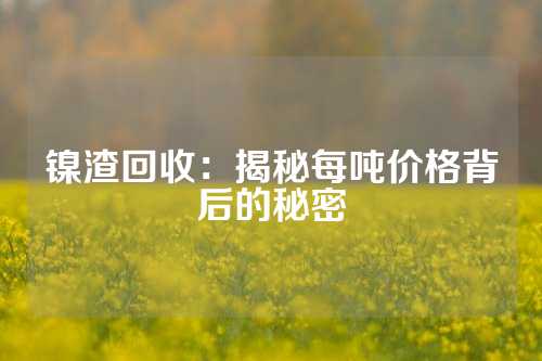 镍渣回收：揭秘每吨价格背后的秘密